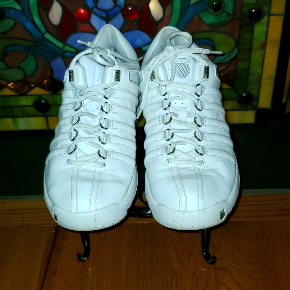 K-SWISS Classic White Leather Tennis Shoes, size 11